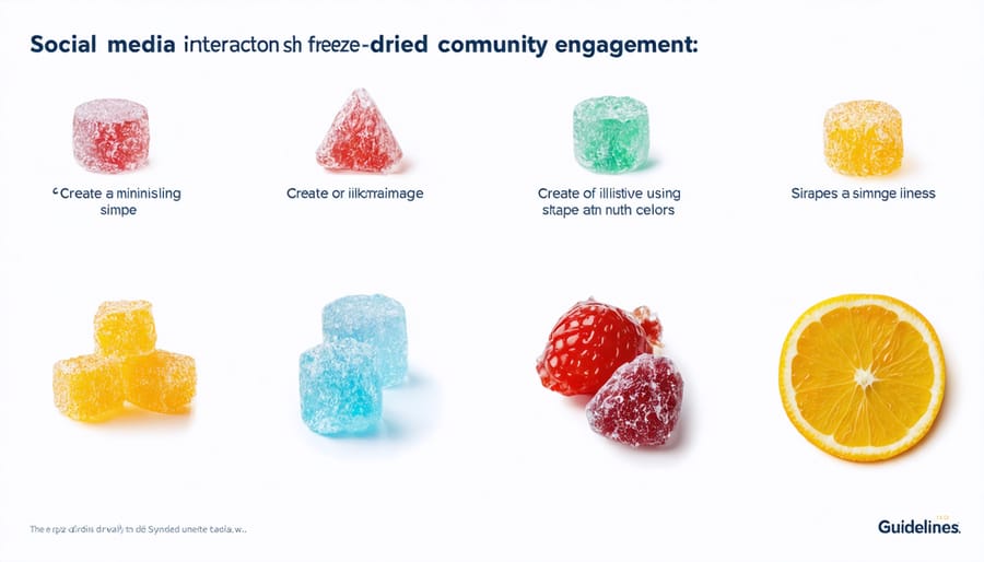 Visual representation of lively social media interactions and community engagement around a freeze-dried candy brand